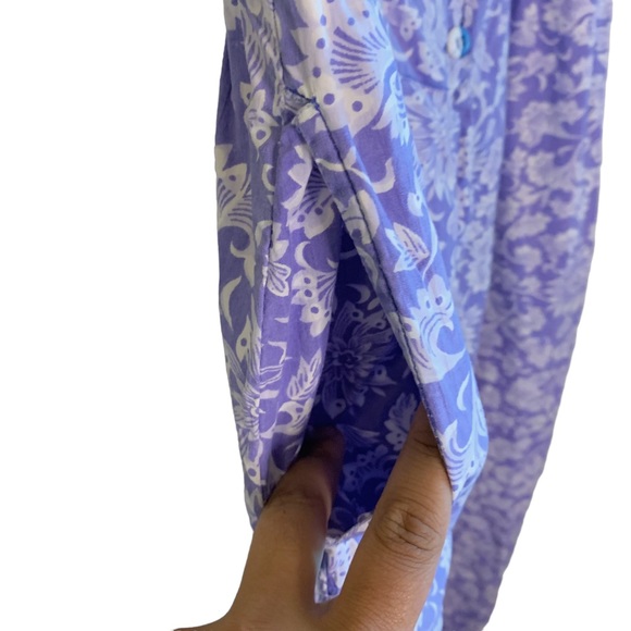 Vintage Honors Intimate Purple Patterned Jumpsuit Button Up Sleeveless Size M - Picture 6 of 7